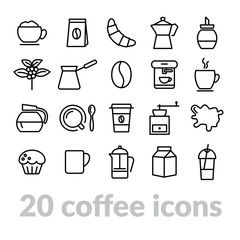 collection of coffee line icons