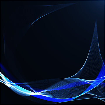 Blue wavy ribbon on a dark background