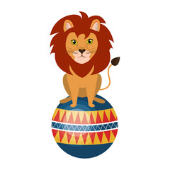 Circus lion doing pirouettes cartoon design, vector illustration graphic. © Gstudio