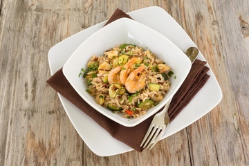 Risotto integrale con gamberi e zucchine, Mediterranean Cuisine