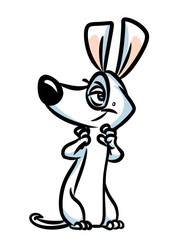 White dog cartoon illustration isolated image animal character 
