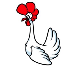 White chicken cartoon illustration isolated image animal character 
