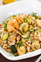 Risotto integrale con gamberi e zucchine, Mediterranean Cuisine