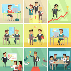 Set of Business Concepts Vector in Flat Design.