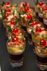 Sweet desserts in the glass