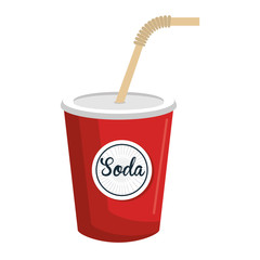 Delicious and cold soda isolated flat icon, vector illustration graphic design.
