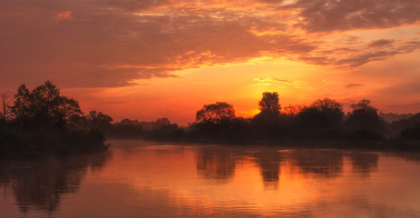 Beautiful sunrise on the lake