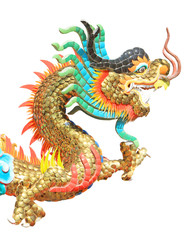 Fototapeta premium Chinese dragon statue isolated on white background