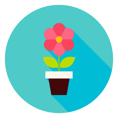 Plant in Flower Pot Circle Icon