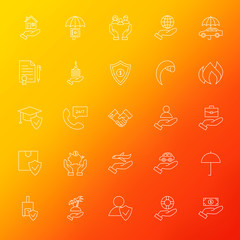 Insurance Services Line Icons Set Blur