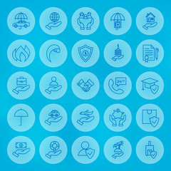 Line Circle Business Insurance Icons Set