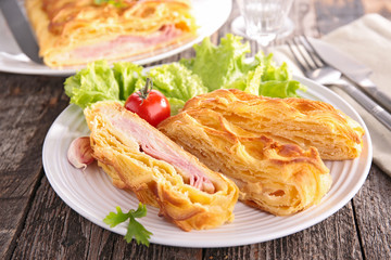 puff pastry with cream,cheese and ham