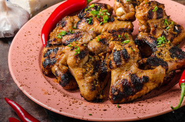 Grilled chicken wings with chili