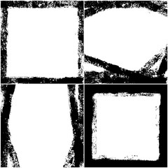 Black and white grunge frames set, vector