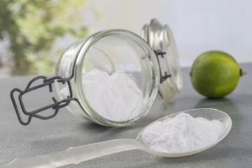 Natural cleaning tools lemon and sodium bicarbonate