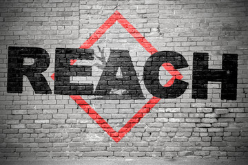 REACH Verordnung Ziegelsteinmauer Graffiti