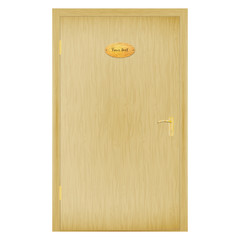 Vector illustration of a closed wooden door
