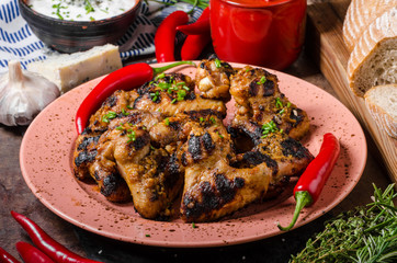 Grilled chicken wings with chili