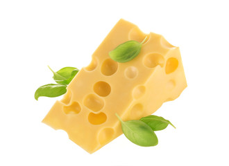 Piece of cheese isolated on white