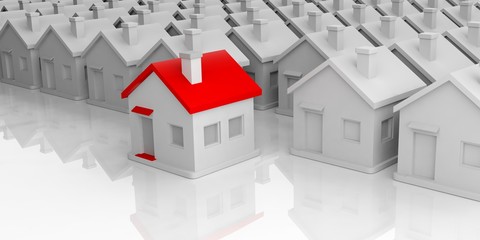 Houses complex on white background. 3d illustration