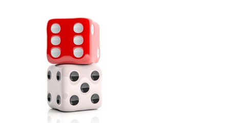 Dice on white background. 3d illustration