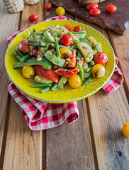 Grill salad with tomatoes, beans,zucchini