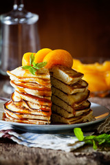 Homemade Pancakes With Peaches