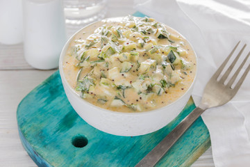 Cucumber salad with Raita sauce