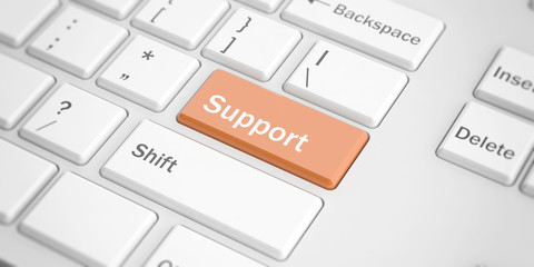 Support button on a keyboard. 3d illustration