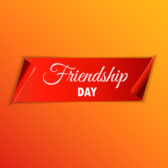 Red ribbon with text Happy Friendship. Vector illustration