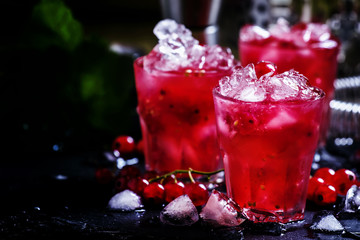 Rosso berry crash, alcoholic cocktail with red currant, vermouth