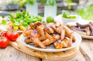 Delicious barbecue with lemonade
