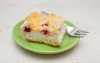 Slice of yogurt and sour cream cake