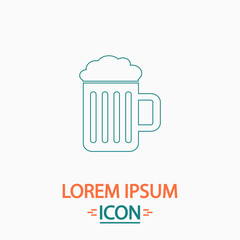 Beer Flat thin line icon on white background. Vector pictogram