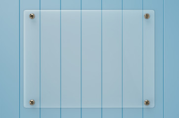 Fototapeta premium glass board on blue wooden background