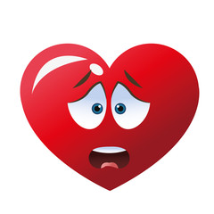 flat design worried heart cartoon icon vector illustration