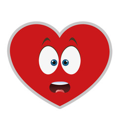 flat design surprised heart cartoon icon vector illustration