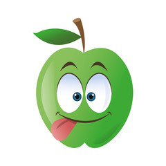 flat design silly tongue out apple cartoon icon vector illustration