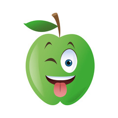 Obraz premium flat design wink tongue out apple cartoon icon vector illustration