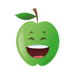 flat design laughing apple cartoon icon vector illustration