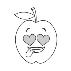 flat design heart eyes apple cartoon icon vector illustration