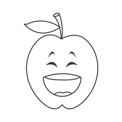 flat design laughing apple cartoon icon vector illustration