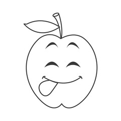 flat design cute tongue out apple cartoon icon vector illustration