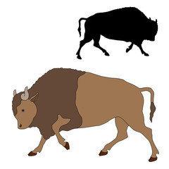 bison black color silhouette vector illustration set