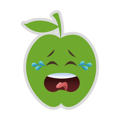 flat design crying apple cartoon icon vector illustration