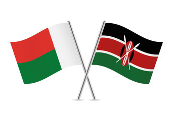Madagascar and Kenyan flags. Vector illustration.