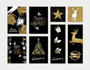 Christmas and new year gold card template set