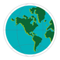 flat design earth globe with latitudes and meridians icon vector illustration