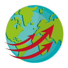flat design earth globe with arrows icon vector illustration