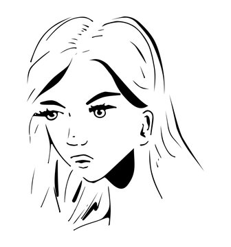 Zwart wit inkt kunst - portret vrouw